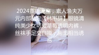 2024重磅流出，素人渔夫万元内部私定【林书辞】眼镜清纯美少女可爱草莓透明内裤，丝袜手足交自摸，画面相当诱惑