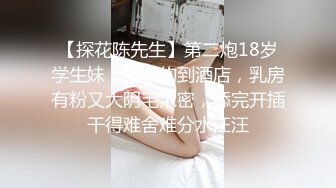 【探花陈先生】第二炮18岁学生妹，上午约到酒店，乳房有粉又大阴毛浓密，舔完开插干得难舍难分水汪汪